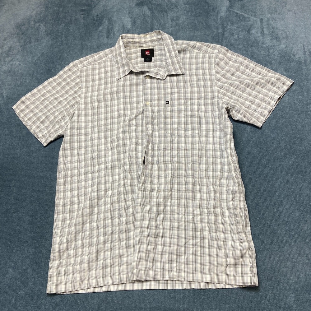 Quiksilver Shirt Mens Large Multicolor Plaid Short Sleeve Chest Pockets Formal
